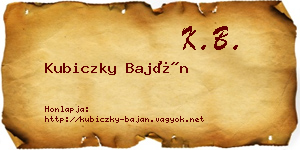 Kubiczky Baján névjegykártya